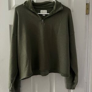 American Eagle Outfitters Green Zip Pullover